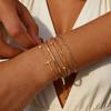 5pcs Bracelet Set for Women, Stainless Steel Stackable 18K Gold Plated Cross Paperclip Cuban Chain Bracelets Stack Waterproof
