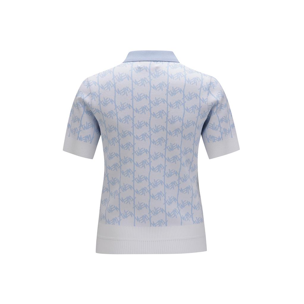 ANEW GOLF Women Sm Logo Pattern Short Sleeve Sweater_Wh