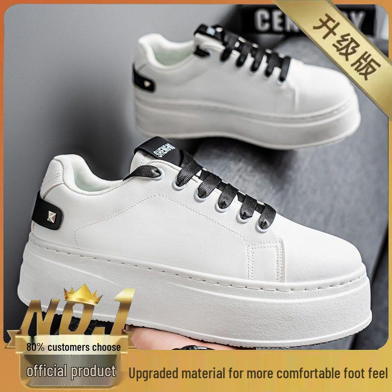 

Мужские весенние дышащие белые кроссовки, повседневные кеды на толстой подошве, увеличивающие рост 39