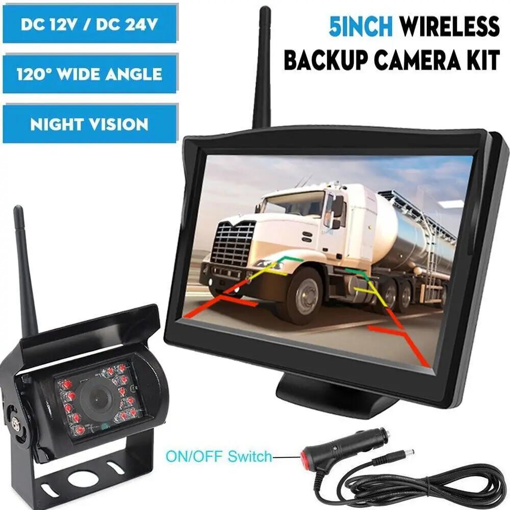 

5 Wireless Car Monitor Reverse Backup Camera Kit for Bus Truck Caravan 12-24V