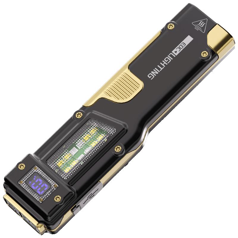 S90-EDC Multi-Function Flashlight Ultra-Slim Mini Portable Digital Display Work Light Triple Light Source Outdoor Camping Light