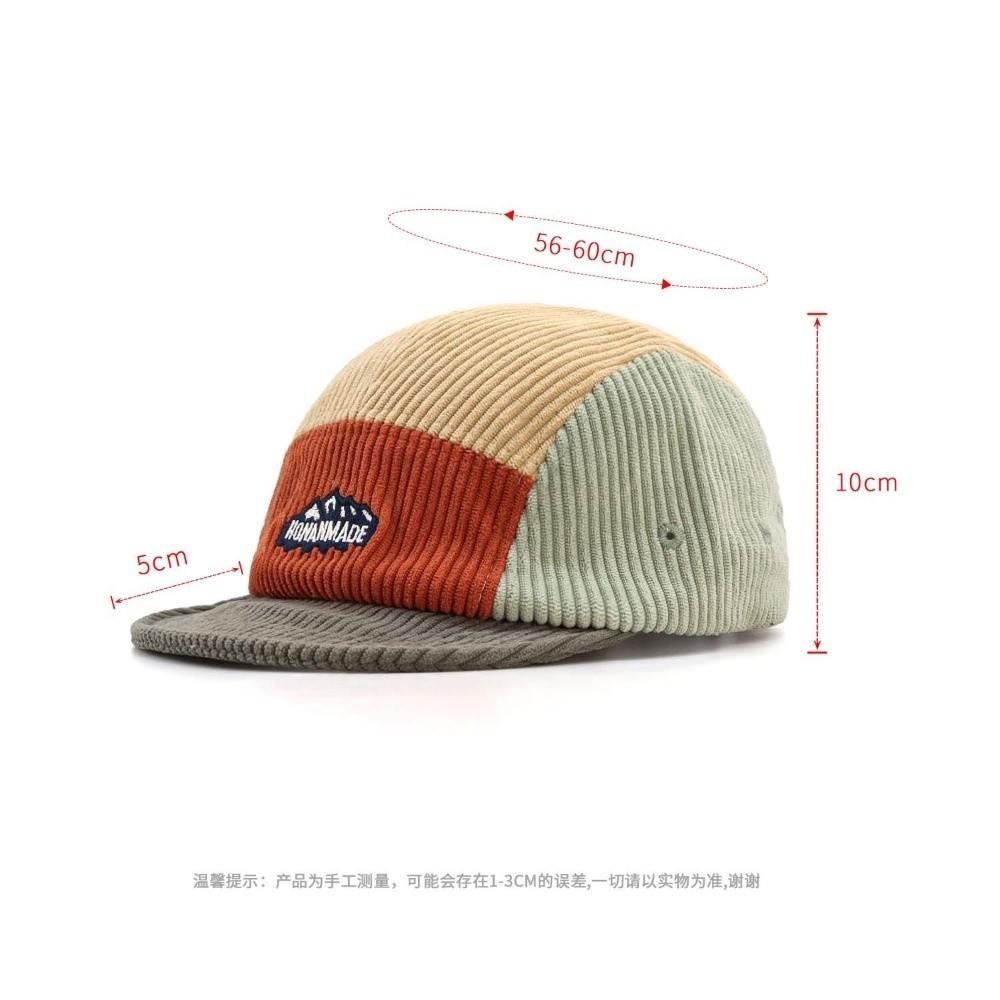 Japanese Style Corduroy Baseball Cap Retro 5 Panel Cap Casual Short Brim Cap Spring Autumn Winter