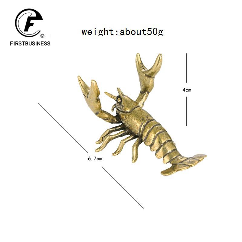 

1PC Solid Brass Miniatures Crayfish Ornament Vintage Animal Pen Holder Desktop Decorations Crafts Collections Lobster Figurines