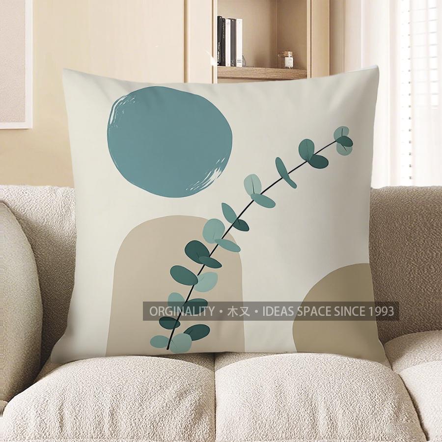 Home Decor Modern Geometric Eucalyptus Pattern Pillow Cover Pattern Cushion Cover Suitable For Sofa Bedroom Car Pillow Cover