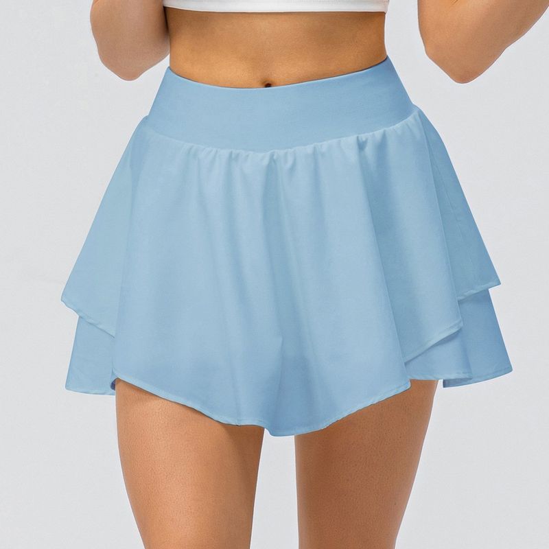 Spring and Summer New Arrival Yoga Exercise Skirt Loose Breathable Running Culottes Fashion Tape Fake Two-Piece Gym Short Skirt Tennis