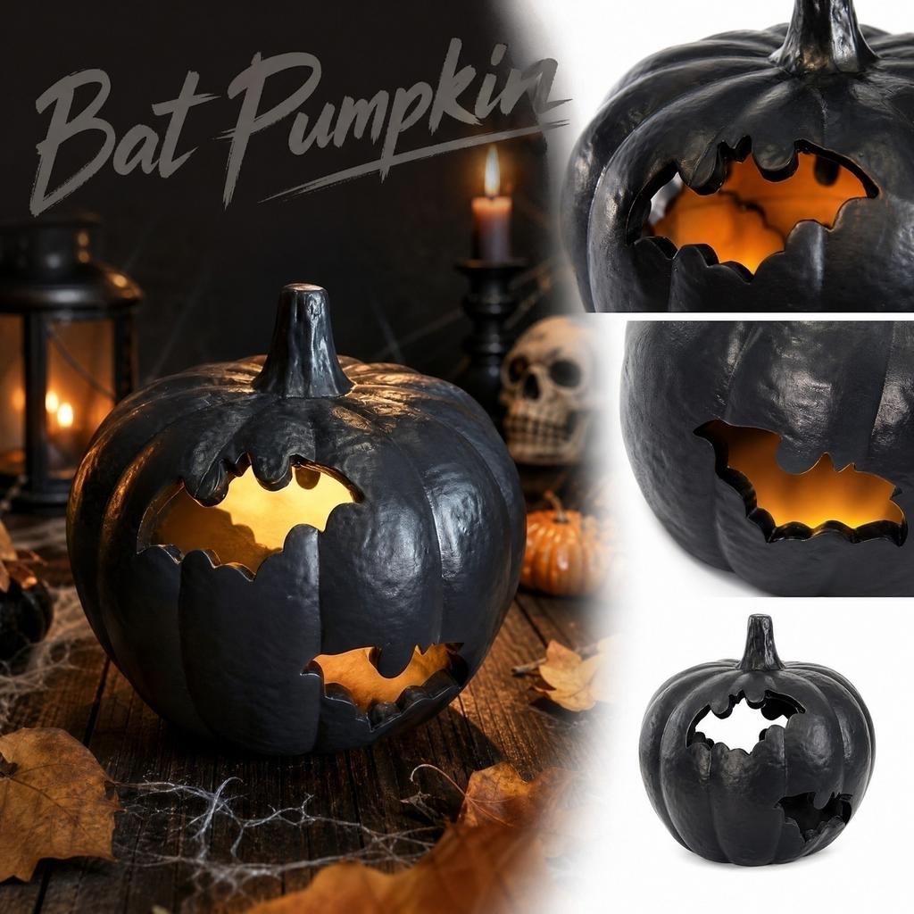 Dekoracja dyniowa na Halloween z wyciętym wzorem do wystroju domu