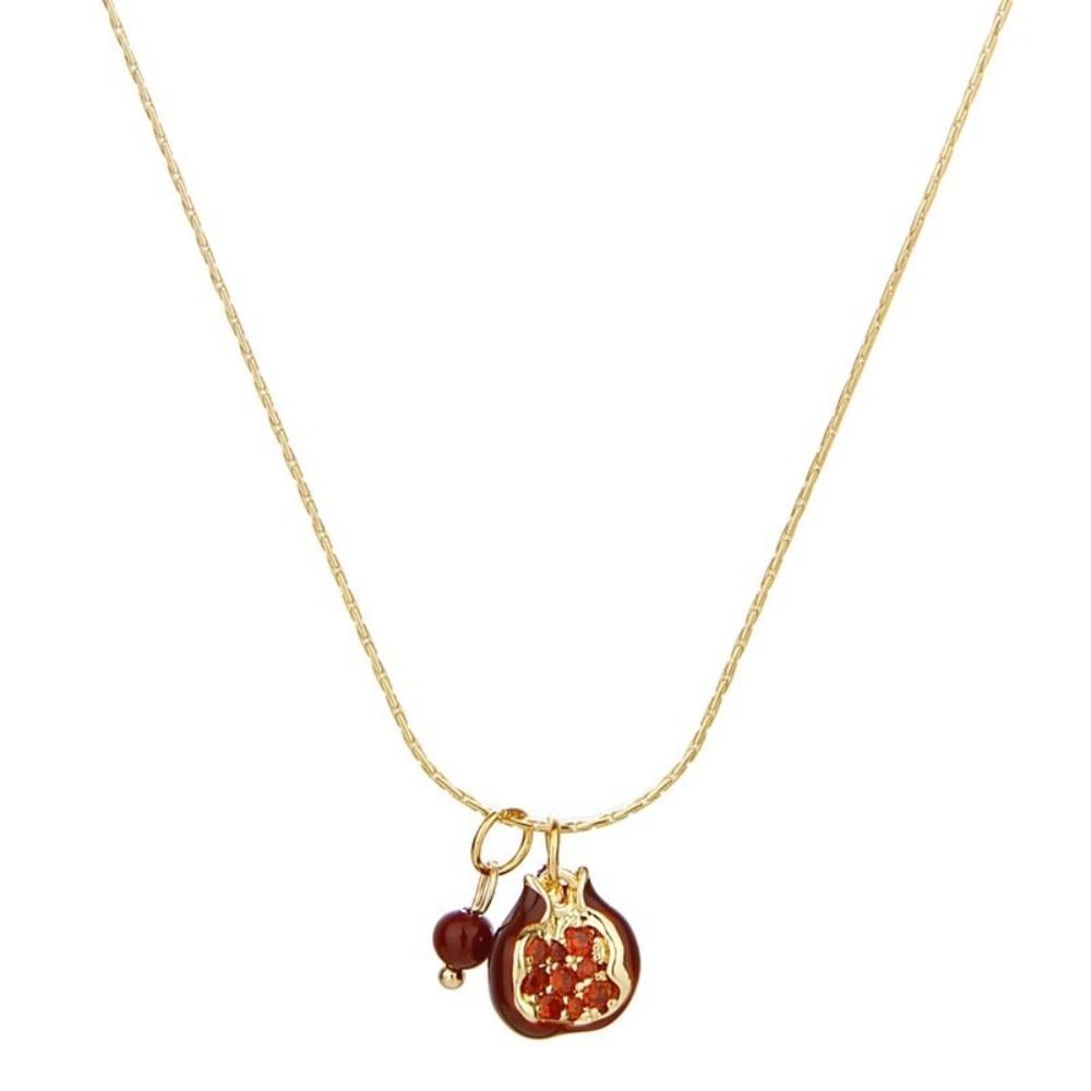 

Red Pomegranate Pomegranate Pendant Necklace Vintage Style Gold Color Choker Jewelry Sweet Cute Stylish Elegant Charm Earrings