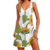 Women's Casual Fashion V-neck Sleeveless Floral Print Side Pocket Dress