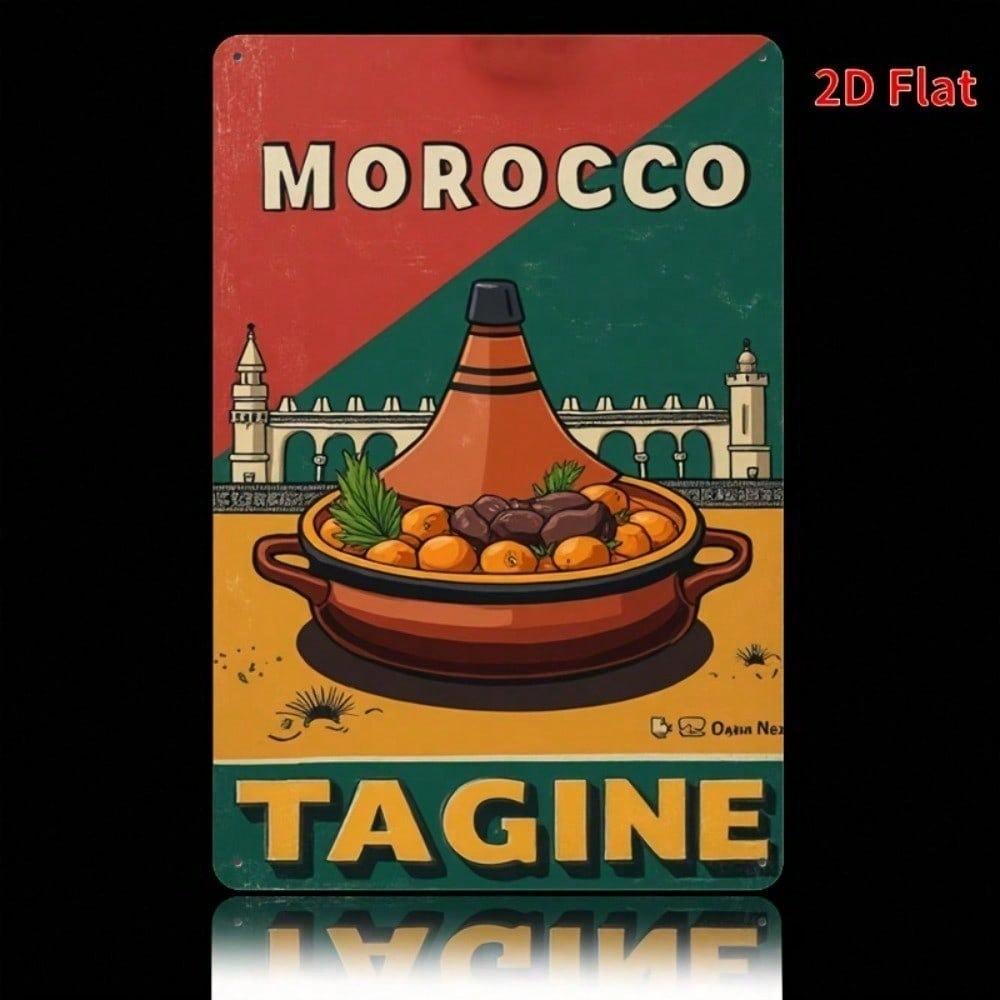 Vintage Moroccan Tagine Metal Wall Art 8x12 Inch Rustic Iron Sign For Home Porch Garden Decor