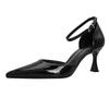 French Bag Head Sandals Women's 2025 New One-word Buckle High Heels Stiletto Summer Large Size Pointed Hollow Shoes