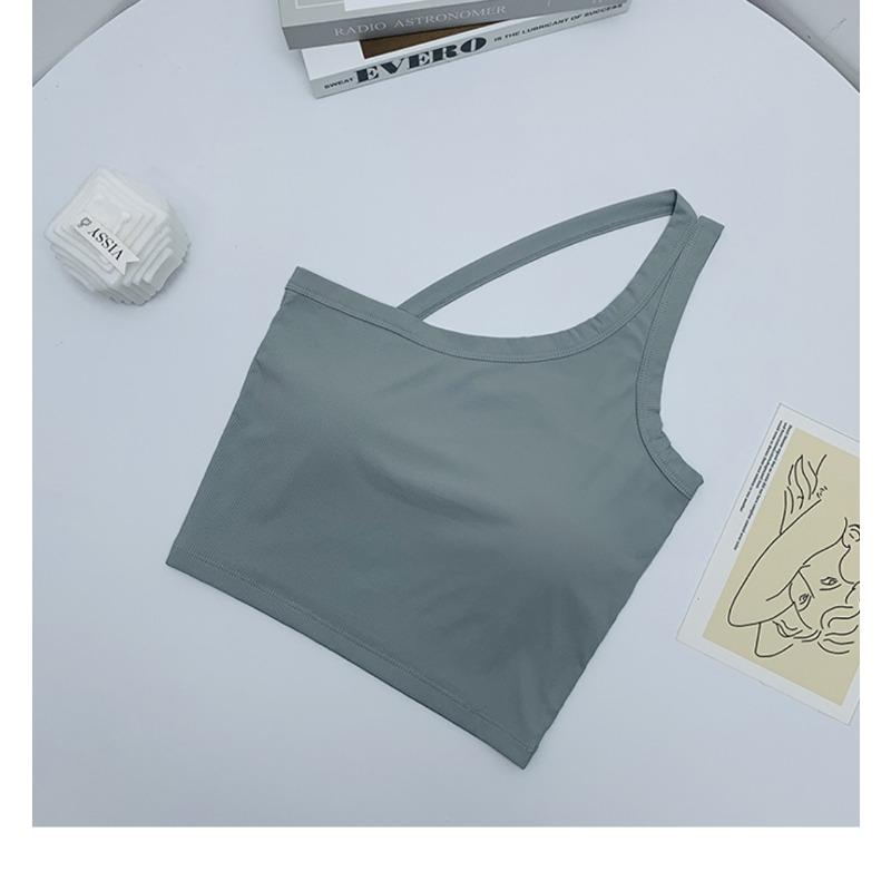 Asymmetric Off Shoulder Camisole with Built In Bra Back Detail Design