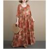 DIMANAF New 2026 Summer Beach Women Plus Size Lady Long Dress Loose Oversize Maxi Floral Print Vintage Cotton