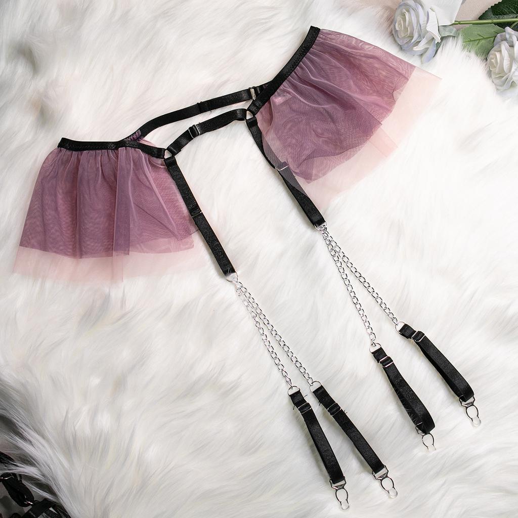 European and American Women Lingerie Set Three-Piece Sheer Mesh Embroidered Underwear Set Sexy Bra and Thongs Set