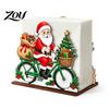 Decorative Wooden Napkin Stand Christmas Tissue Holder, Dispenser with Santa Gingerbread House Elk Rack Pattern, Organizer for Dining Table