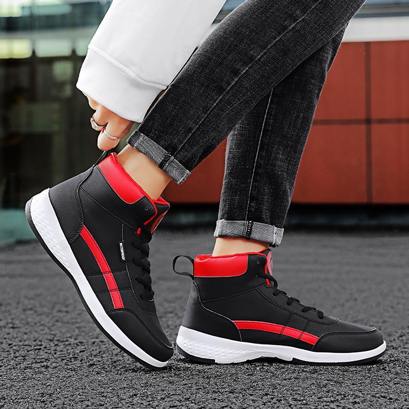 High top board shoes men's shoes 2025 new thick soles increase daddy shoes youth leather non-slip sports shoes