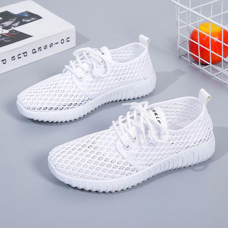 2023 Summer Women's Mesh Sneakers - Korean Style, Low-Top, Black & White