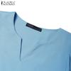 ZANZEA Women Casual V-Neck Ruffles Short Sleeve Loose Blouse