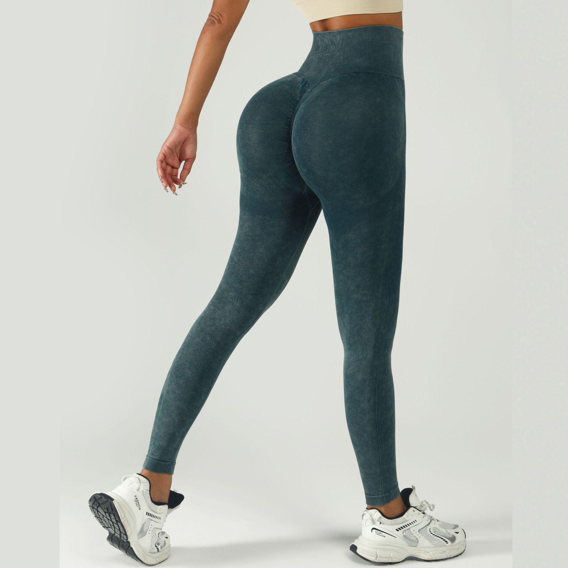 

European & American Seamless Tie-Dye Yoga Pants: Women s High Waist, Hip-Lifting, Frosted Finish, Nine-Point Fitness Leggings. XL
