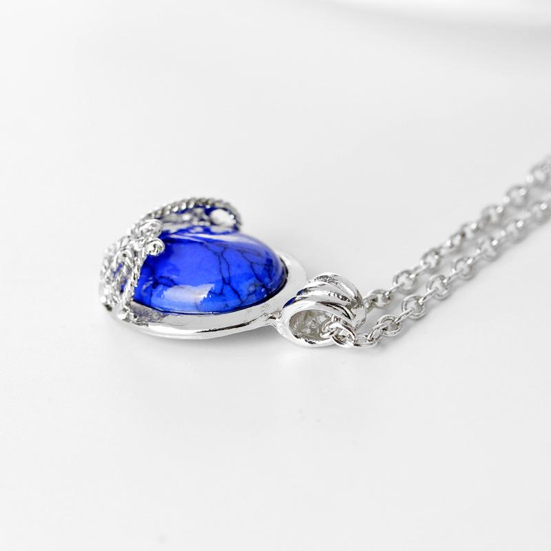 Blue Crystal Natural Stone Necklace - Valentine's Day Gift for Girlfriend