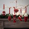 6pcs Wine Red Plush Candy Pine Cones Christmas Tree Decoration Flocking Christmas Themed Balls Ornament For Living Room