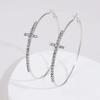 Sparkling Rhinestone Cross Large Hoop Earrings: 7cm, Niche Design, Face-Slimming