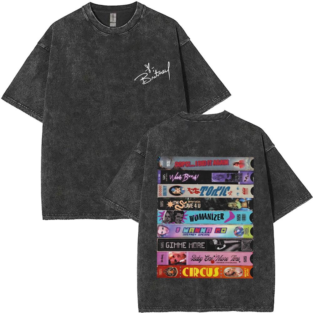 Limited Britney Spears Oops I Did It Again Tour  Vintage Washed T Shirt Summer Men Women High Quality Cotton Retro Tshirt