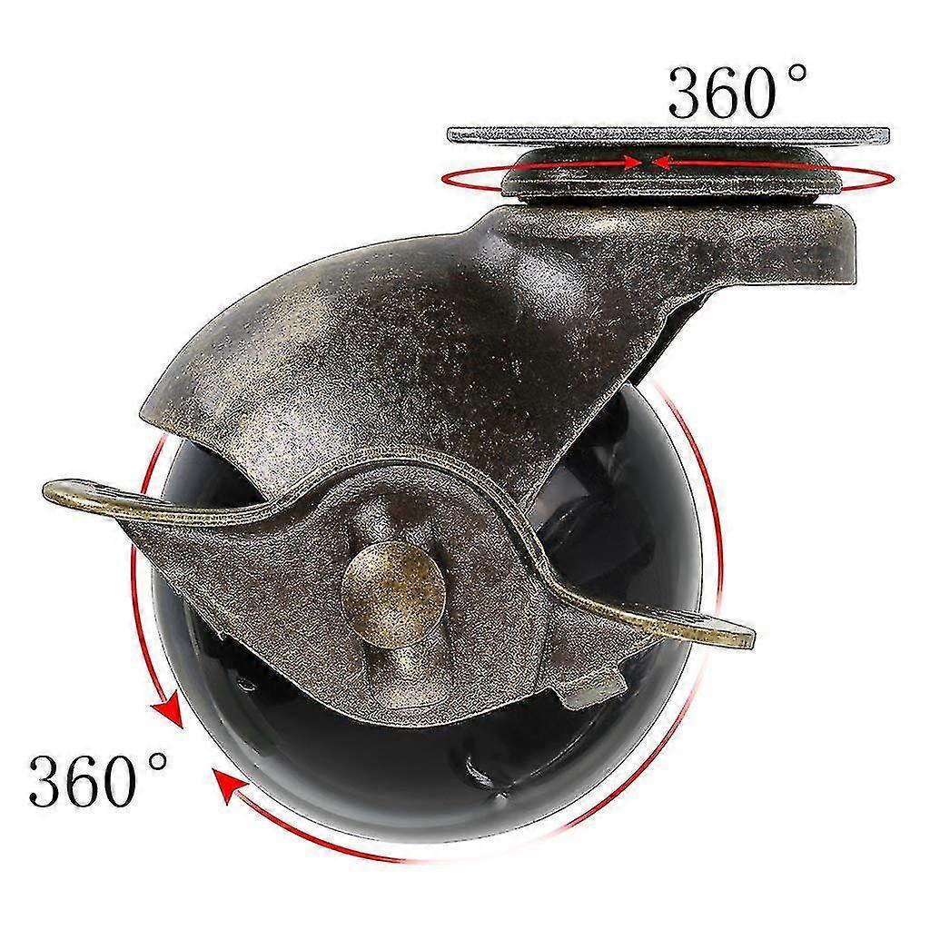 Bronze Ball Wheel, 50mm Ball Casters, Rounded Ball Casters With Brake, Replacement For Furniture, Sofas, Chairs, Cabinets, 4 Pcs - Ri