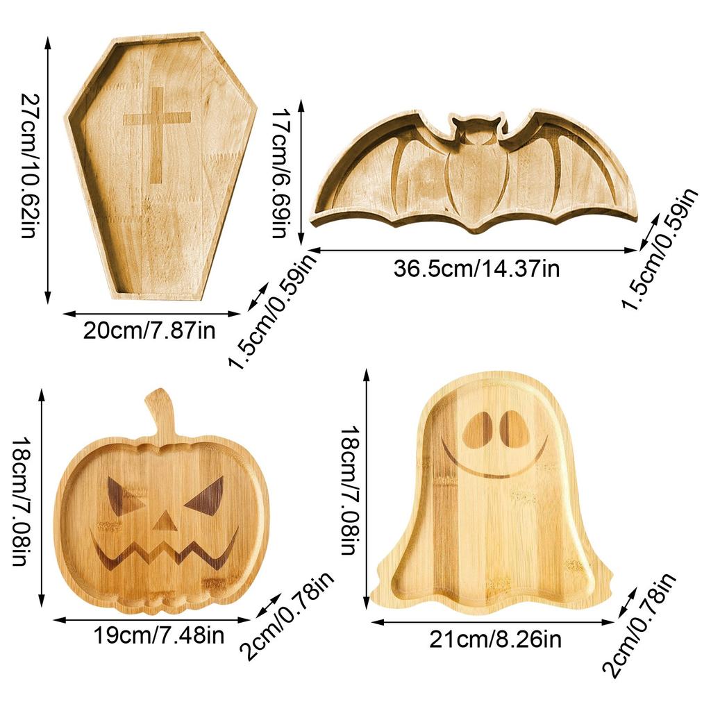 Halloween Charcuterie Brett Lustig Niedlich Holz Käseplatte Halloween Partyzubehör Keks Süßigkeiten Schale Serviertablett