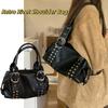 Spicy Girl Vintage Underarm Bag Y2K Motorcycle Bag Portable Retro Rivet Shoulder Bag  Girls