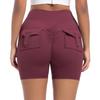 Workwear Pocket Tight Shorts Women's High Waist Elastic Hip Lifting Button Yoga Pants Speed Drying Running Fitness Pants