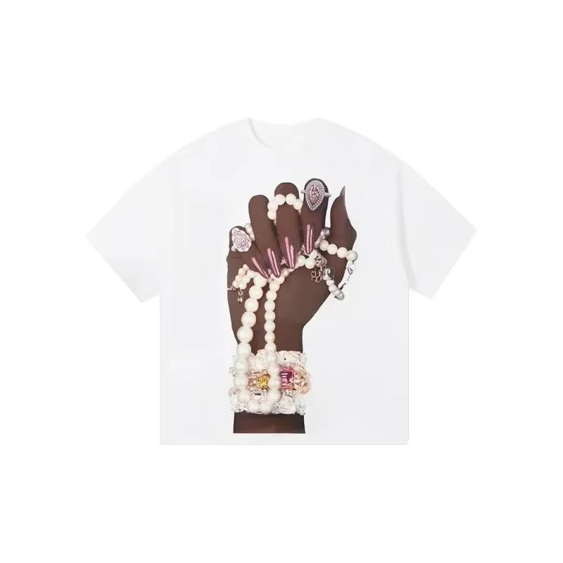 English Style Summer Popular Street Gothic Patterned Top for Men Casual Cotton Round Neck Pullover Short Sleeved Funny T-shirt