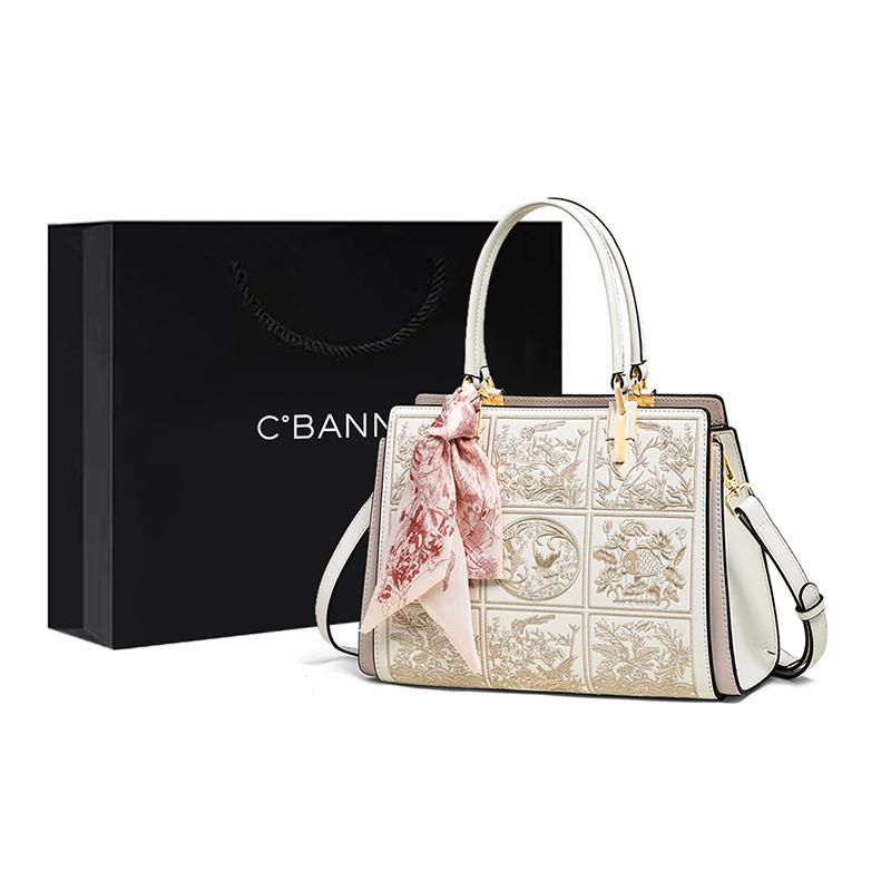 C°BANNER Cow Leather Shoulder Bag, Crossbody Bag Regular Women's Blue/White WQ107C41HA