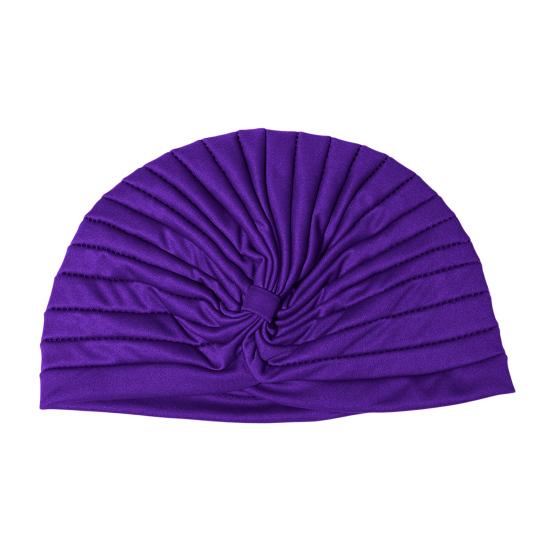 Yoga Hat with Satin Lining Hair Protection Frizz Control Soft Breathable Turban Nightcap High-Elastic Pleated Fabric Turban Hat