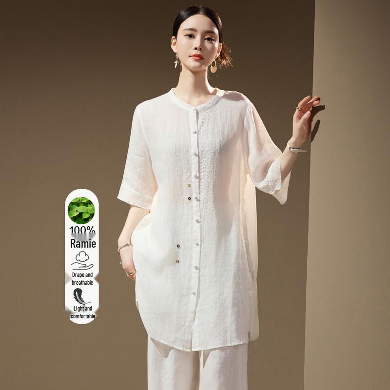 Women s Ramie Short-Sleeve Shirt L