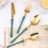 24pcs Stainless Steel Cutlery Black Gold Mirror Dinnerware Set Tableware Knife Fork Coffee Spoon Flatware Dishwasher Safe Dinner