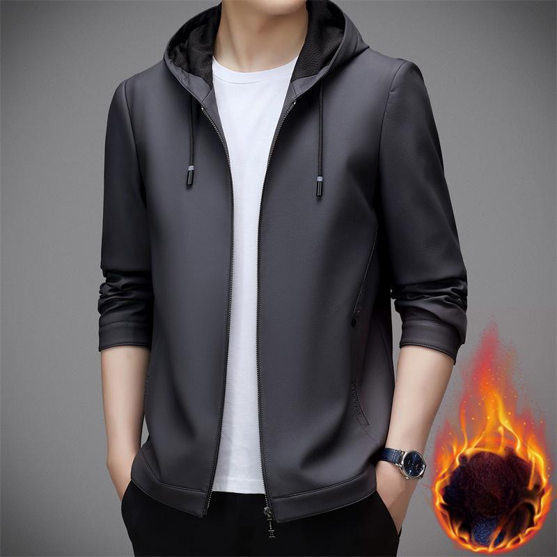 

Мужские шляпы и кожаные куртки, новые модные кожаные куртки, трендовые высококачественные куртки из натуральной кожи с застежкой-молнией и утолщенным бархатом. 195