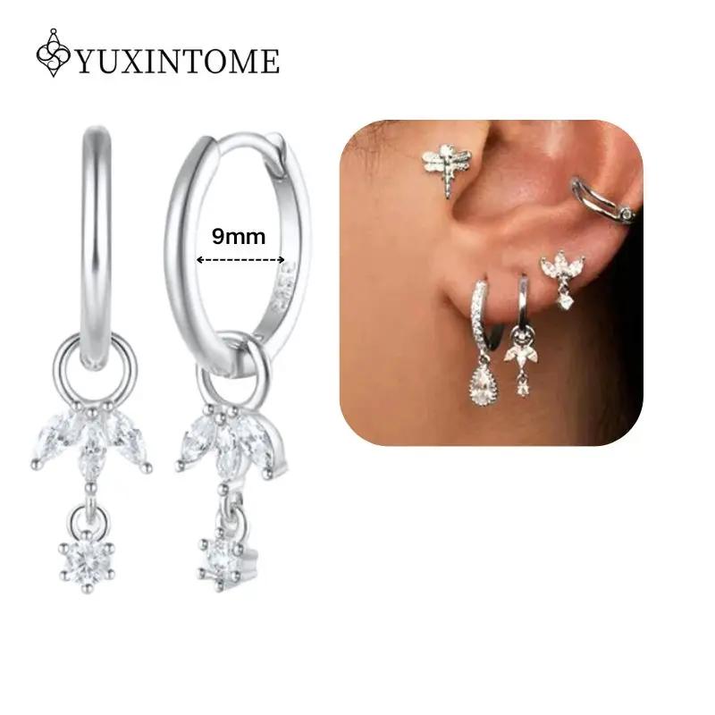 925 Silver Ear Needle Crystal White Zircon Silver Series Tassel Drop Earrings Luxury Fashion Party Jewelry Accessories