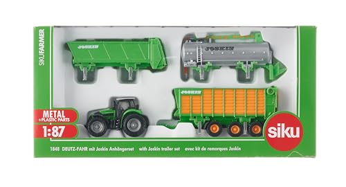 BorneLund SIKU Deutz Tractor & JOSKIN Trailer Set 1/87 Scale SK1848