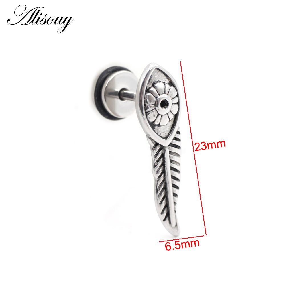 Alisouy 2pcs Stainless Steel Dolphin Lizard Sun Moon Cross CZ Women Men Ear Stud Earring Tragus Helix Cartilage Piercing Jewelry