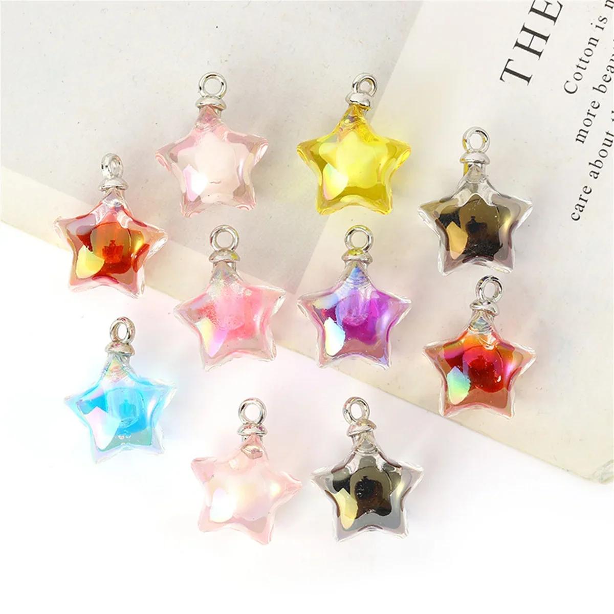 

TX42 5pcs Candy Color with Cute Sweet Filling Star Acrylic Mini Pendant Manual Earrings Jewelry Making DIY Material Accessory 5pcs 15x17mm