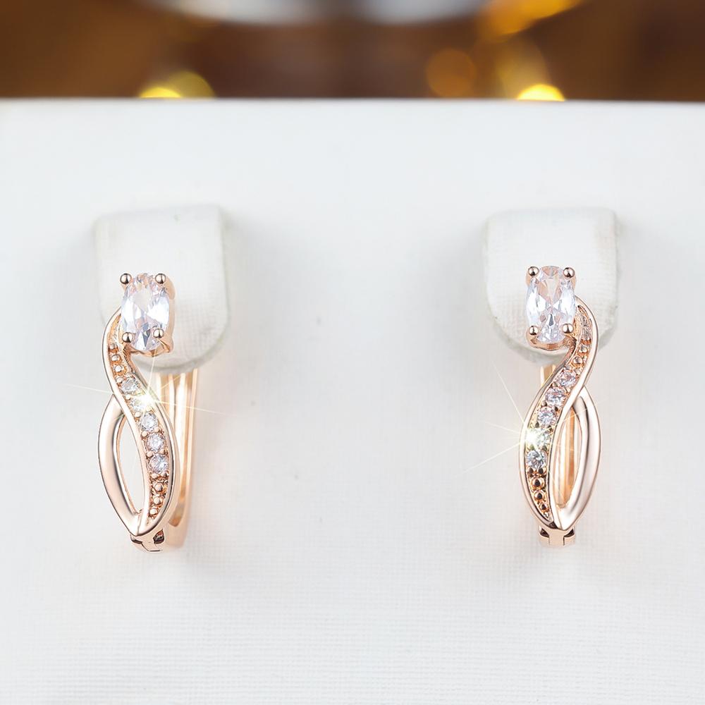 Simple Fashion White Zircon Drop Earrings for Women Gold Color Wedding Party Jewelry Gifts