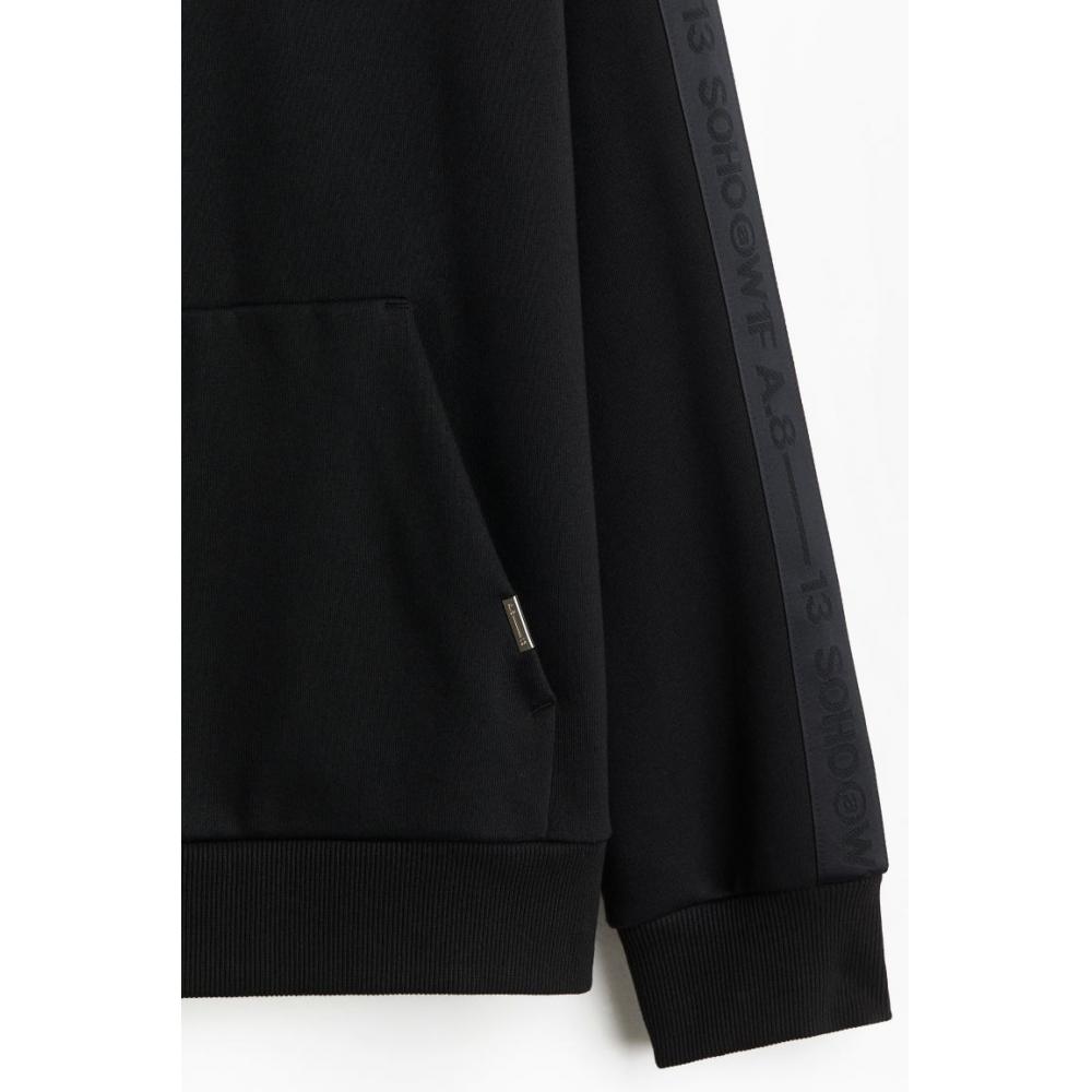 H M Side Stripe Hoodie Loose Fit Black