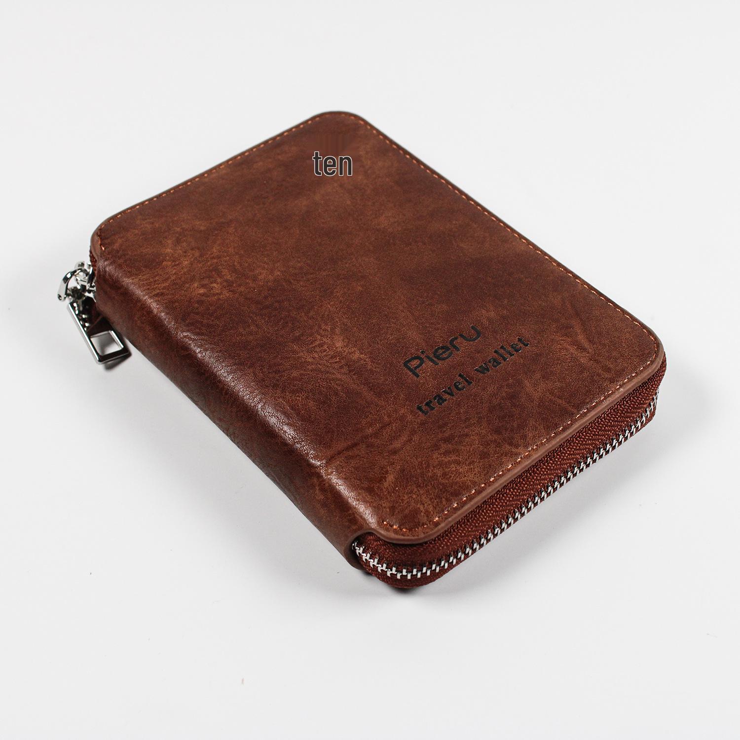 

2024 RFID Защита от кражи Молния Держатель для паспорта: Многофункциональный органайзер для путешествий кофейный