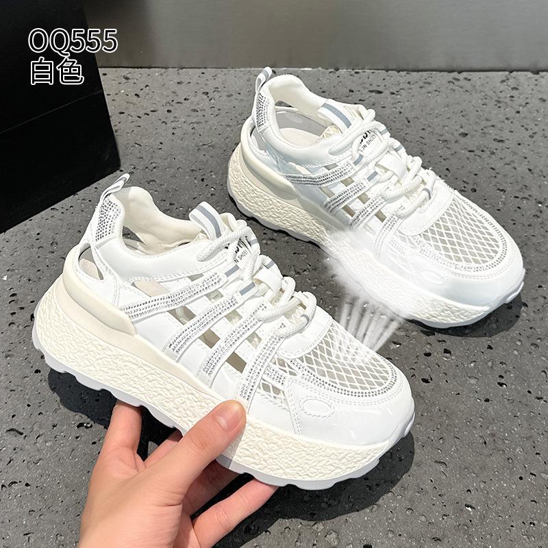 Thick-soled hollowed-out dad shoes New summer small casual sports sandals 34 белый