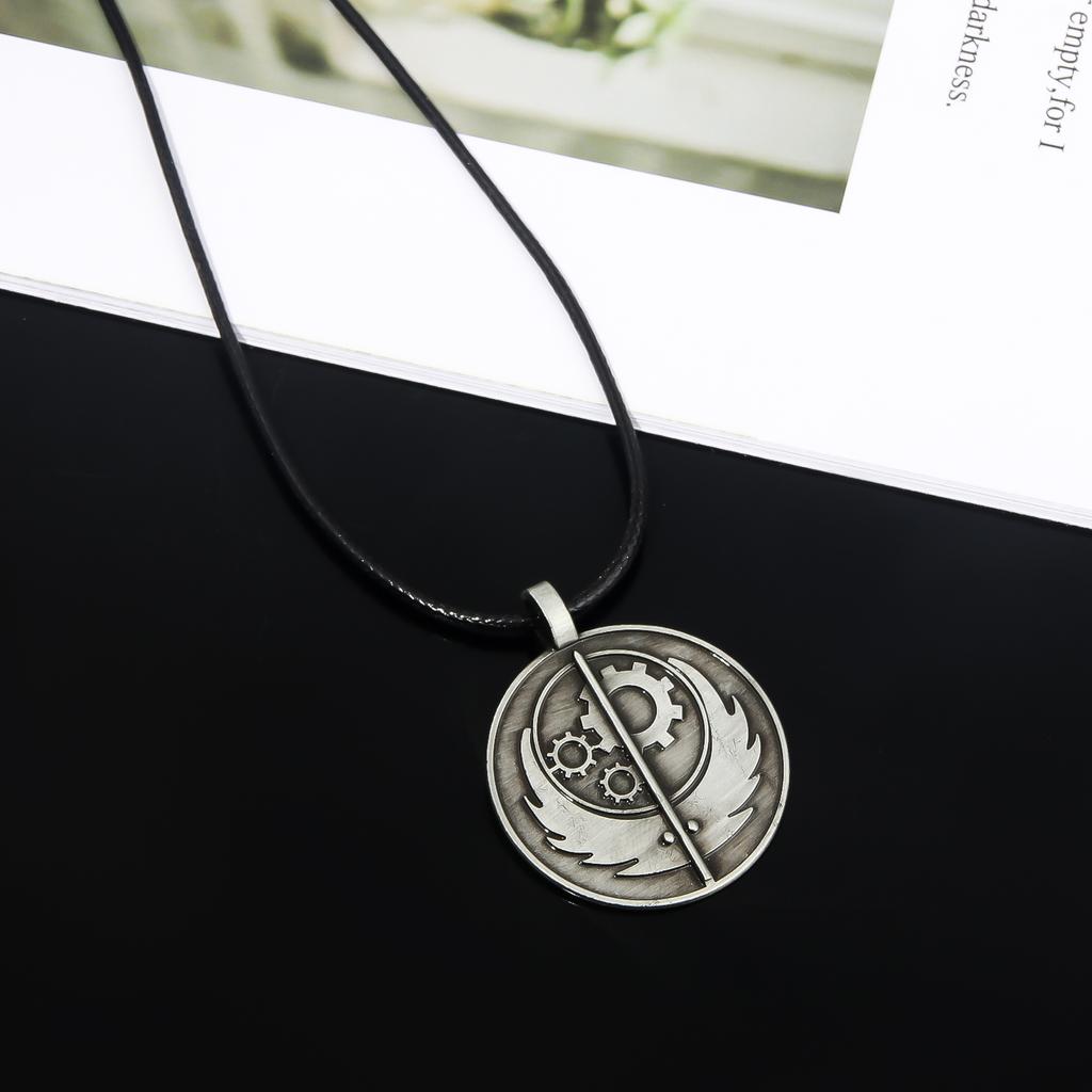 Fallout Confrérie de l'Acier Pendentif Rond Chaîne Cordon Collier Bijoux Unisexe