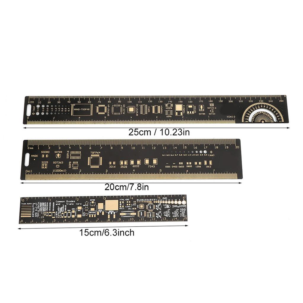3PCS 6.37.8710.23 Inch Multifunctional Printed Circuit Board Ruler for Electronic Engineers