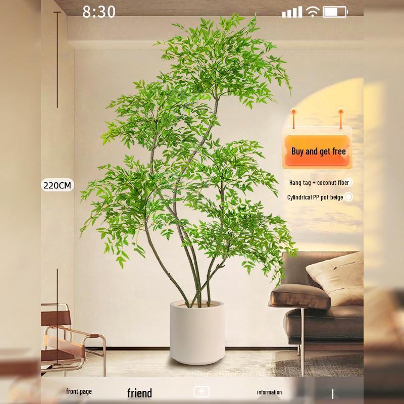 Nandina Luxus Kunstbaum - Dekorative Bionische Grüne Pflanze für Innenräume mit Seidenblumen für die Wohnzimmer-Landschaftsgestaltung.