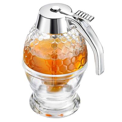 Honey Syrup Dispenser, 200ml Honey Dispenser Jar Container Acrylic Storage Pot No Drip