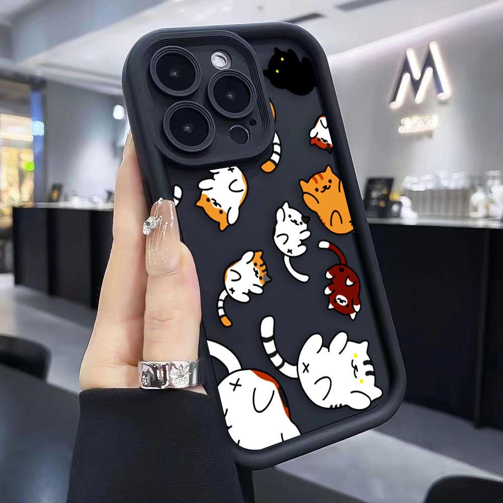 Cute Cat Charming Phone Case For iPhone Apple 17 AIR 16 16E 11 12 13 14 15 XR Plus Pro Max DIY Case TPU Shockproof Cover Capa