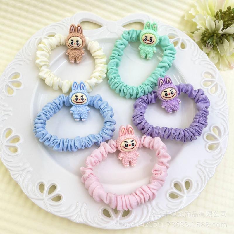 

5Pcs Cartoon Labubu Hair Rope Cute Elastic Hair Ring Hair Accessories Ponytail Girl Holiday Gift 5 PCS різнокольоровий